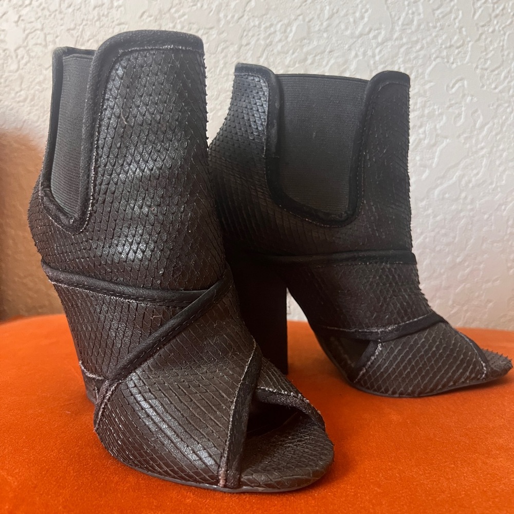 Women's Black Peep-Toe Ankle Booties